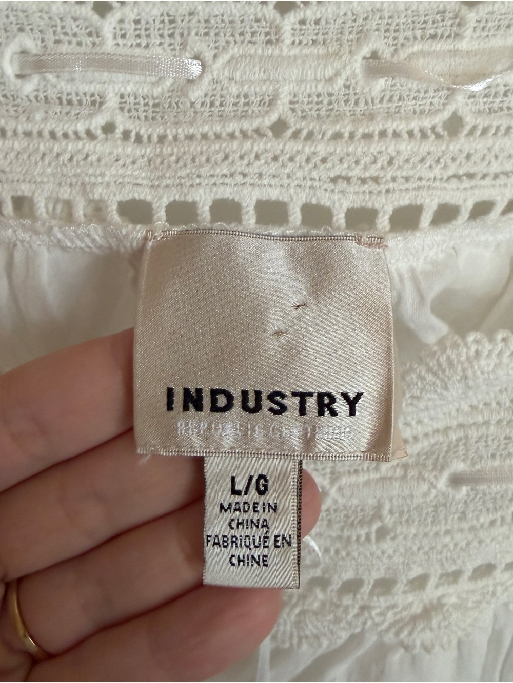 Industry White Lace-Trim cotton Peasant Blouse - Picture 4 of 7